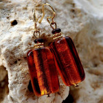 Boucles d'oreilles verre murano ambre