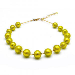 Collana verde lime gioiello, originale in vetro di murano di venezia