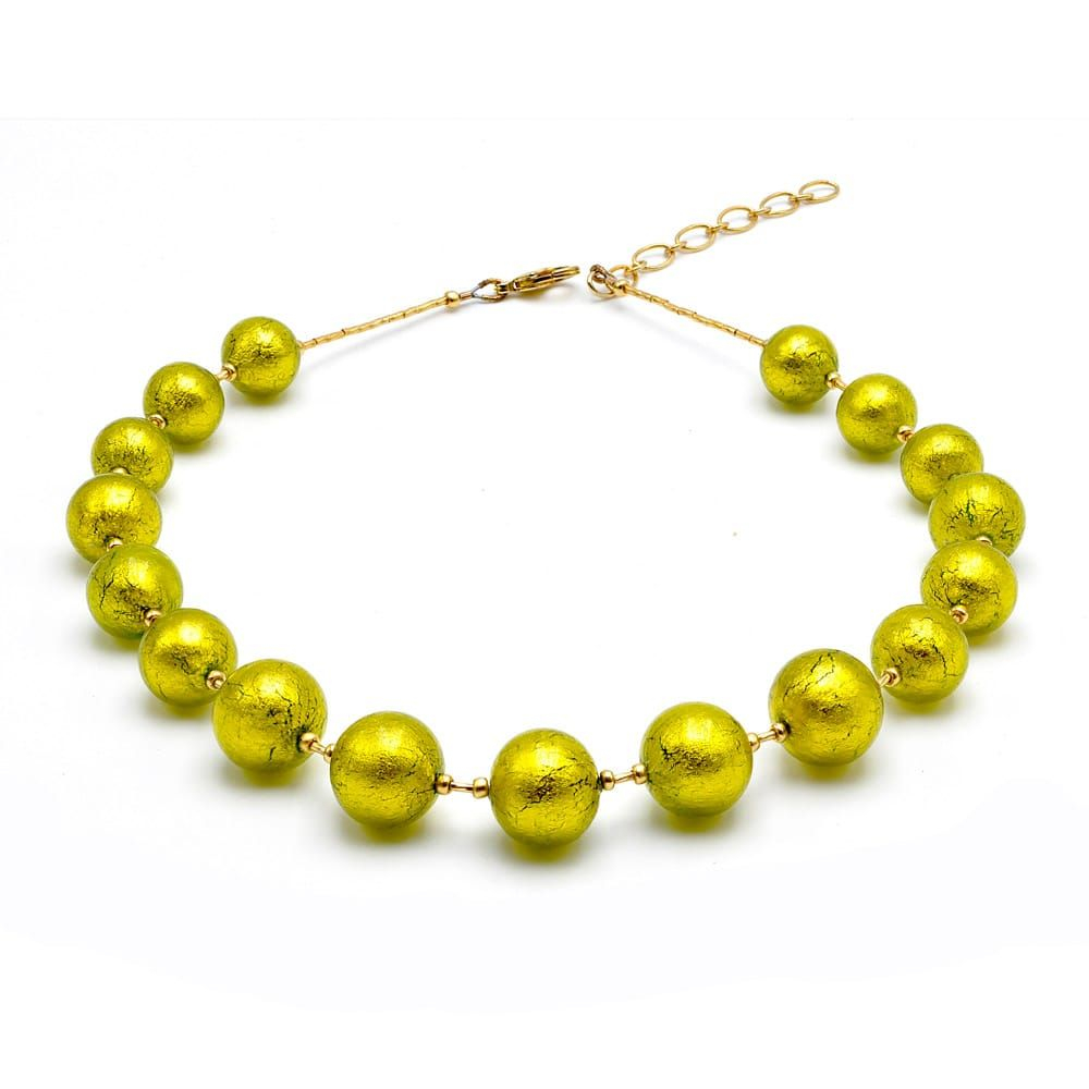 Ball verde - collar cristal de murano verde anis verdadera joya de venecia