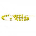 Conjunto de cristal murano verde anis e ouro