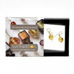 Ball gold earrings - gold earrings genuine venice murano glass