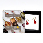 Red ball earrings genuine venice murano glass