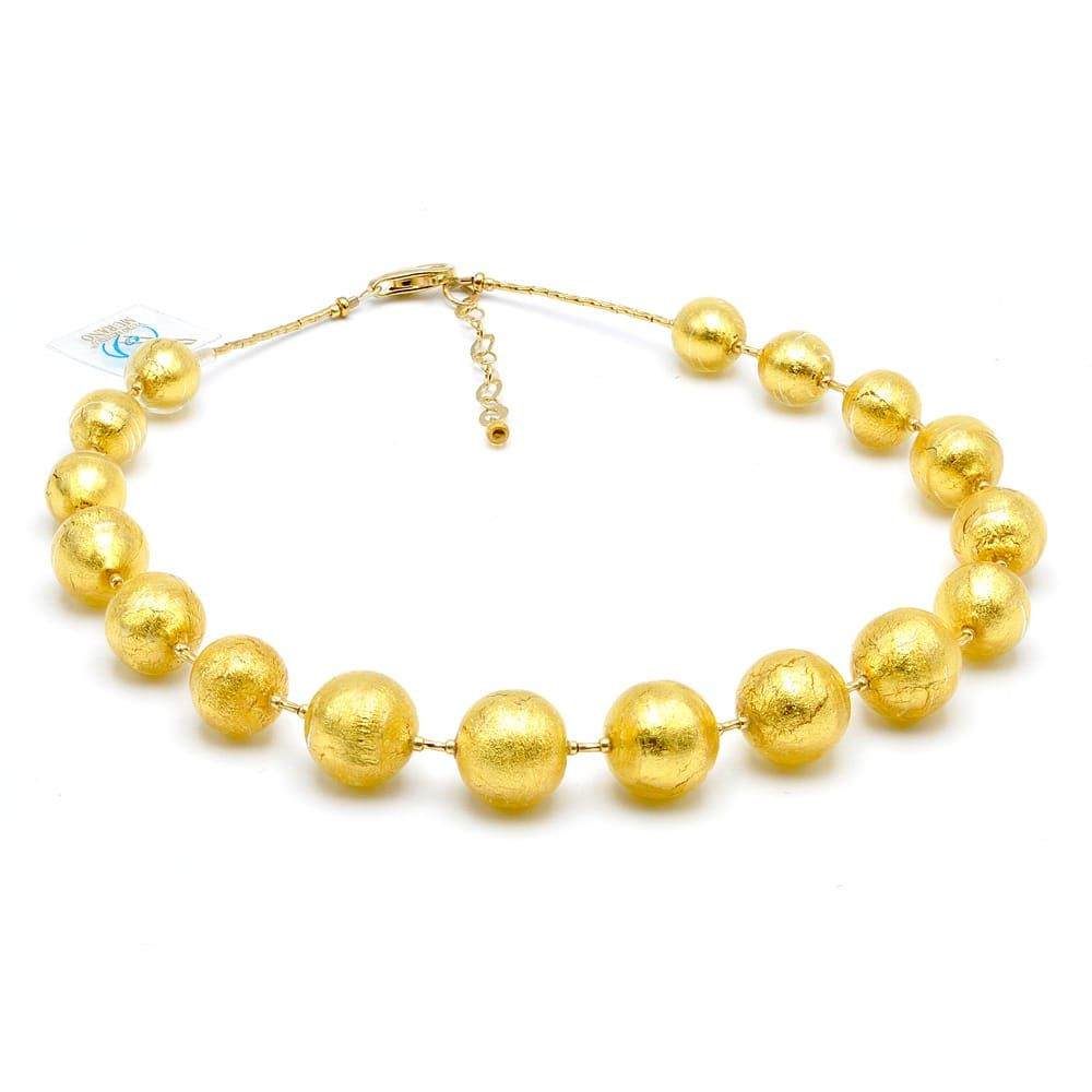 Ball gold - gold murano glass necklace jewelry genuine murano glass of venice