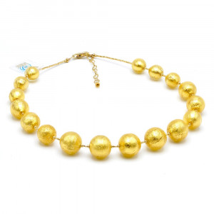 Ball gold - gold murano glass necklace jewelry genuine murano glass of venice