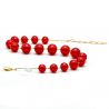 Collar rojo y vidrio - ball rojo collar joya de cristal de murano venecia