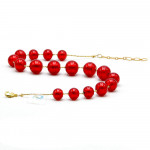 Collier en verre de muran rouge et or