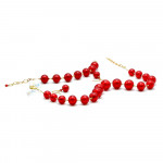 Sieraden set rood sieraden set, rood en goud originele murano glas venetië