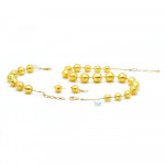 Conjunto de joias de cristal murano redondo ouro amarelo