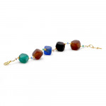 Armband bruin blauw groen-en-goud - armband multicolor originele murano glas