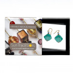 Scoglio satin vert bijou boucles d'oreilles en veritable verre de murano de venise