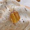 Oorbellen glas van murano-goud-amber