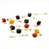 Long gold coloured murano glass necklace