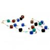Conjunto de joyas collar largo satén azul de cristal de murano venecia