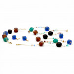 Blue long necklace jewelry set in real murano glass