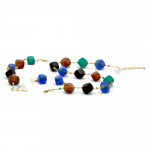 Blue and gold jewelry set of blue genuine murano glass