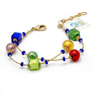 Penelope rouge - bracelet rouge en or verre de murano de venise