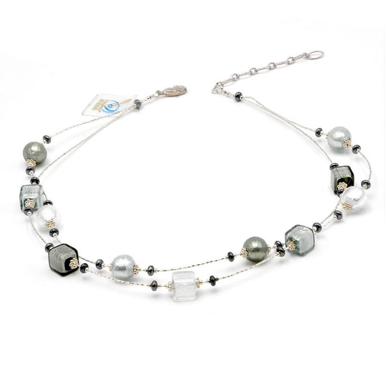 Silver murano glass necklace