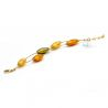 Braceletambre fantasie - armband van goud en amber van murano-glas