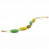Bracelet fantaisie verre de murano vert et or