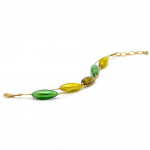 Green and gold murano glass beads bracelet - green and gold murano glass bracelet from venice italy