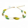 Green gold murano glass necklace
