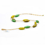 Collier en verre de murano vert et or fantaisi