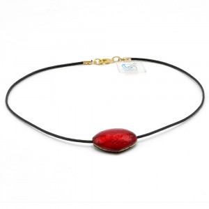 Pendentif verre de murano rouge de venise