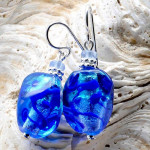 Oorbellen, murano glas blauw