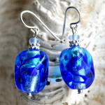 Blue murano glass earrings sasso bicolor