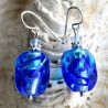 Boucles d'oreilles en verre de murano bleu