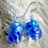 Blue murano glass earrings sasso bicolor