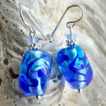 Sasso bicolore bleu - boucles d'oreilles en verre de murano bleu