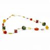 Long necklace in genuine murano glass amber venice