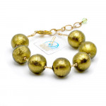 Ball khaki green bracelet - genuinemurano glass bracelet venice