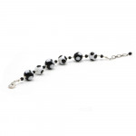 Ball guisantes blanco y negro pulsera de murano genuino de venecia