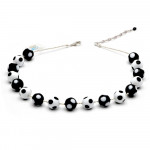 Ball blanco-negro collar en verdadero cristal de murano de venecia