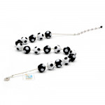 Ball blanco-negro collar en verdadero cristal de murano de venecia