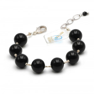 Ball black - black murano glass bracelet from venice