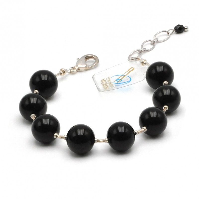 Pulsera negra de verdadero cristal de murano venecia