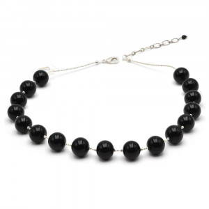 Ball noires - collier noir en veritable verre de murano de venise