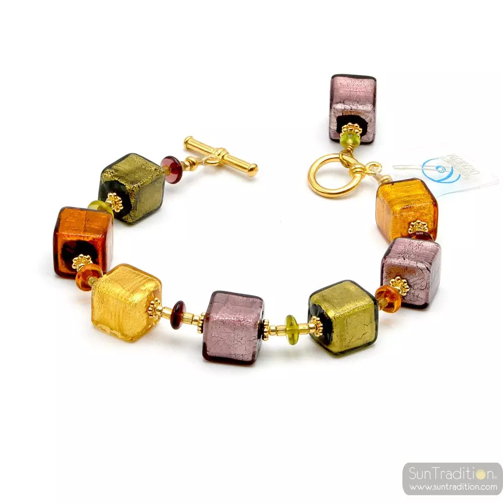 America gold parma - amber parma murano glass bracelet 