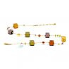 Necklace genuine murano glass amber gold and parma