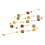 Long necklace long amber and gold, and parma real murano glass