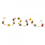 Necklace long glass murano amber gold and parma