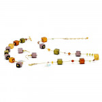 Sieraden set amber goud en parma echt murano glas