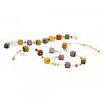  sieraden set amber goud en parma echt murano glas