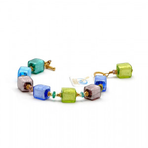 America blue - multicolour murano glass bracelet venice