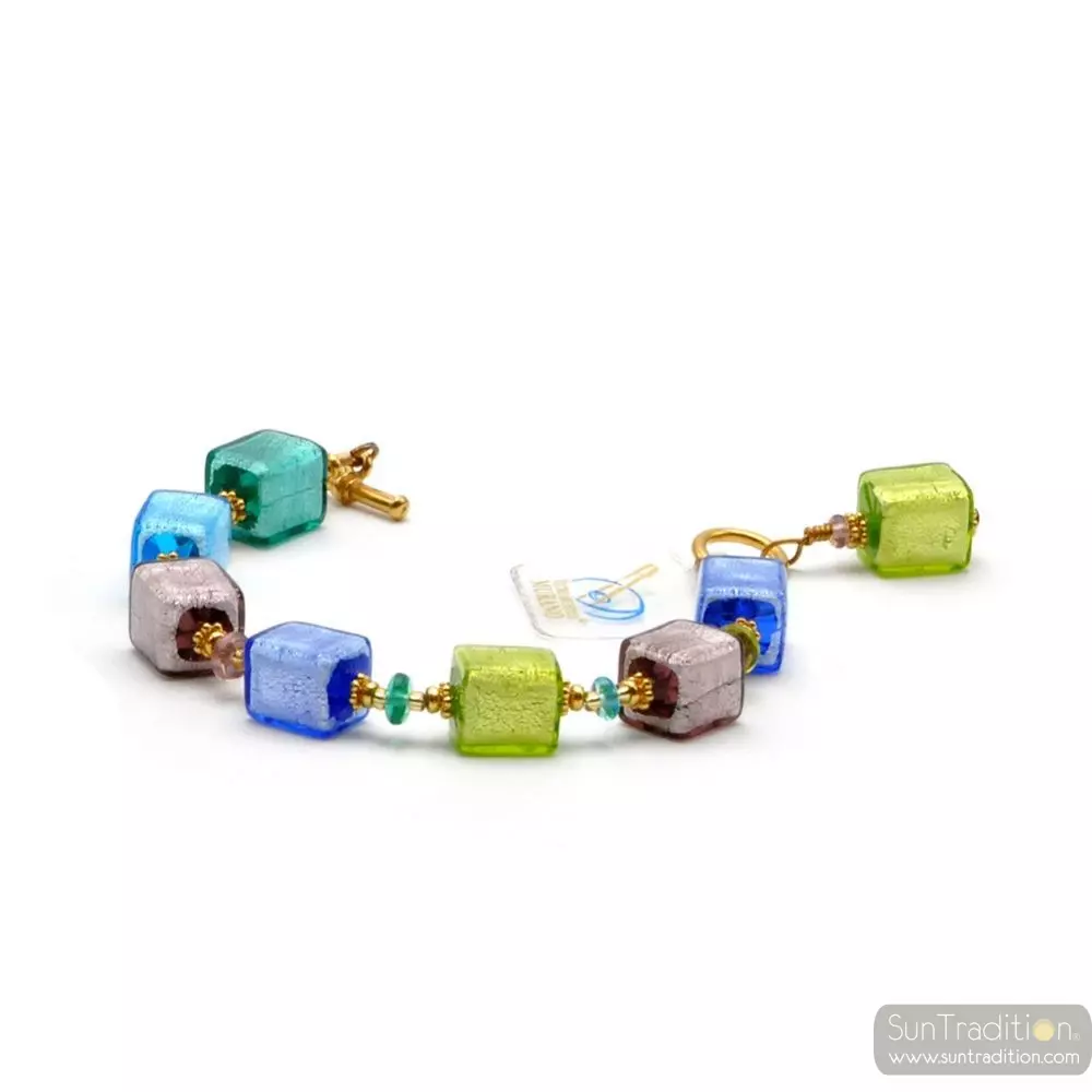 America blue - multicolour murano glass bracelet venice
