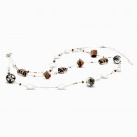 Silver murano glass necklace bariole brown