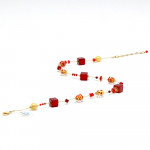 Collier en verre de murano rouge en or